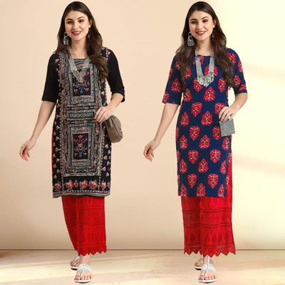 1 Stop Fashion Women Printed Straight Kurta(Multicolor)
