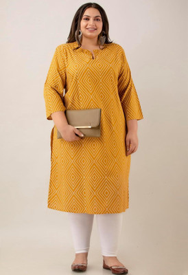 Shree Mahalaxmi Women Geometric Print, Printed A-line Kurta(Yellow)