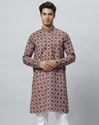 GlobalRang Men Abstract, Printed Straight Kurta(Multicolor)