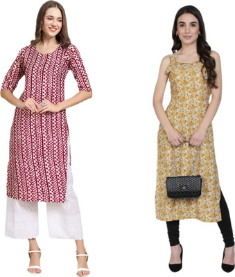 HouseOfCommon Women Printed Straight Kurta(Multicolor)