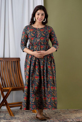 Dream Global Women Printed A-line Kurta(Multicolor)