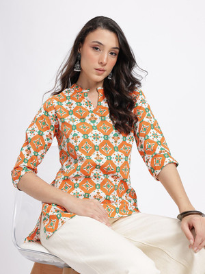 Anouk Rustic Women Printed Straight Kurta(White)