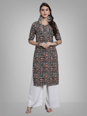 EthnicBasket Women Printed A-line Kurta(Black)