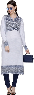 MONTREX Women Self Design Straight Kurta(Grey)