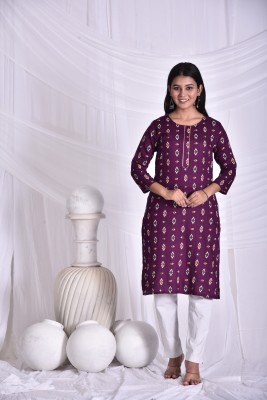 rashmi shree creation Women Printed Straight Kurta(Purple)