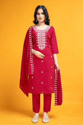 Tasrika Embroidered Kurta, Trouser/Pant & Dupatta Set