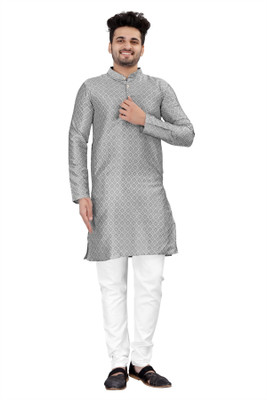 Shree Dutt Creation Men Solid Straight Kurta(Grey)