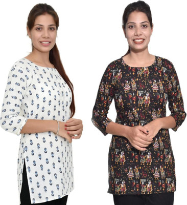 MUNDOTIYA MANUFACTURERS Women Printed Straight Kurta(Multicolor)