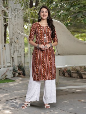 1 Stop Fashion Women Woven Design A-line Kurta(Multicolor)