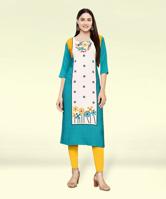 1 Stop Fashion Women Abstract Straight Kurta(Multicolor)