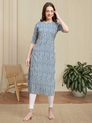 1 Stop Fashion Women Printed A-line Kurta(Blue)