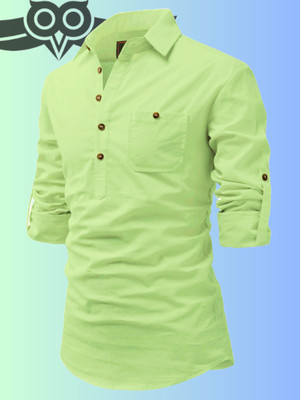 Classycollar By Liferoads Men Solid Pathani Kurta(Light Green)