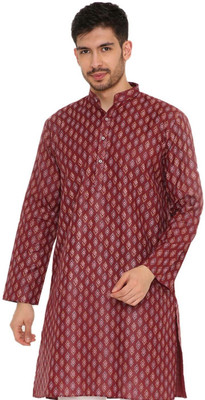 MAHARAJA Men Self Design, Printed Straight Kurta(Maroon)