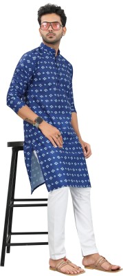 Madguys Fashion Men Printed A-line Kurta(Blue)