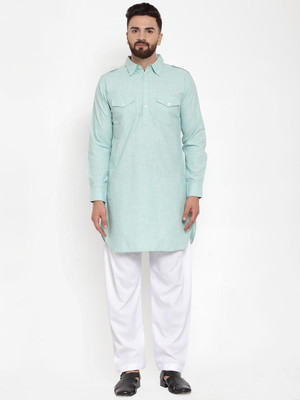 Moda Rapido Men Solid Pathani Kurta(Blue)