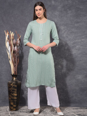 Mamoose Women Self Design Ethnic Dress Kurta(Green)
