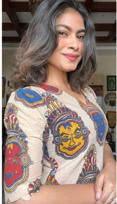 KALAMKARI SOUTH Women Printed, Tribal, Abstract Straight Kurta(Multicolor)