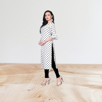 NISHA APEX Women Printed A-line Kurta(White)