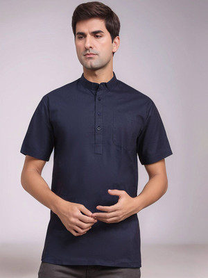 Moda Rapido Men Solid Straight Kurta(Blue)