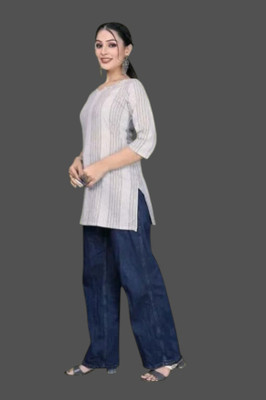 Rangrasiya Creation Casual Striped Women White Top