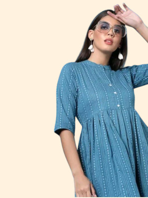 Rangrasiya Women A-line Blue Midi/Calf Length Dress