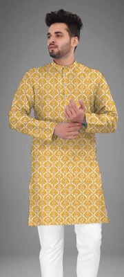 Eimear enterprise Men Washed Ethnic Dress Kurta(Yellow)