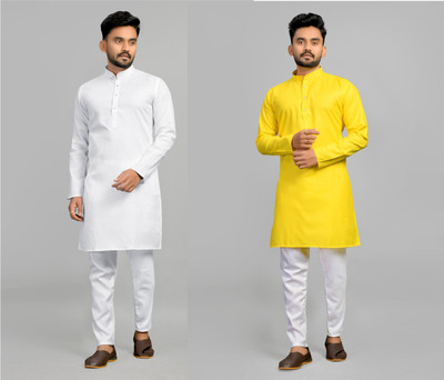 Fashionfricks Men Solid Straight Kurta(Multicolor)