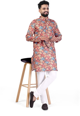 ganric Men Printed A-line Kurta(Multicolor)