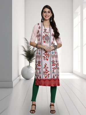 EthnicBasket Women Printed A-line Kurta(Pink)