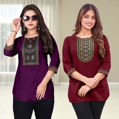 FSR Women Solid Straight Kurta(Multicolor)