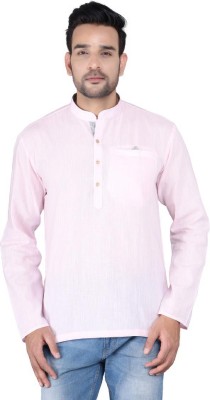 JEXI Men Self Design Straight Kurta(Pink)