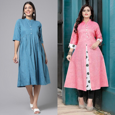 VINH FASHION Women Solid A-line Kurta(Multicolor)