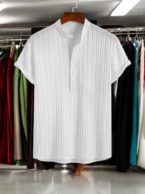 D'KAPARINA Men Self Design Straight Kurta(White)