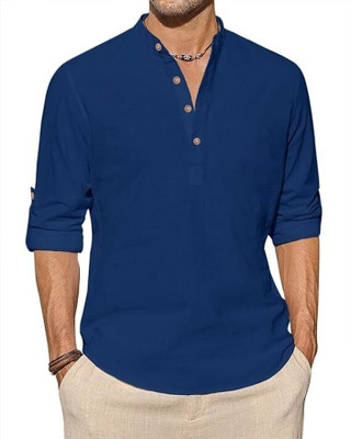 Edinwolf Men Solid Straight Kurta(Dark Blue)