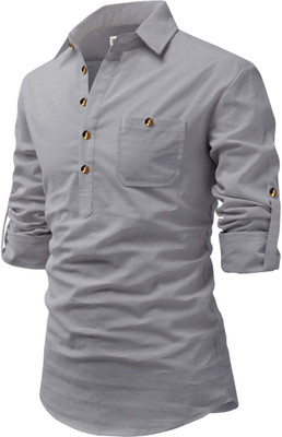 RAREMARK Men Solid A-line Kurta(Grey)