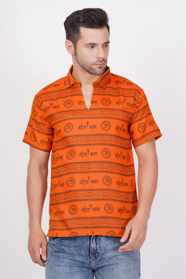AXOLOTL Men Printed Straight Kurta(Yellow)