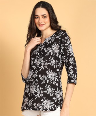 Satvik fashion Women Printed Straight Kurta(Black)