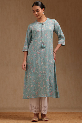soch Women Floral Print A-line Kurta(Light Green)