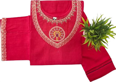 Adrijafashion Women Embroidered A-line Kurta(Pink)