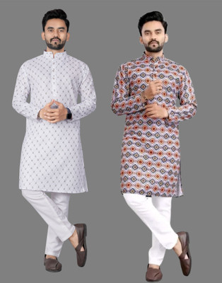DHASU TRENDZ Men Printed Straight Kurta(Multicolor)