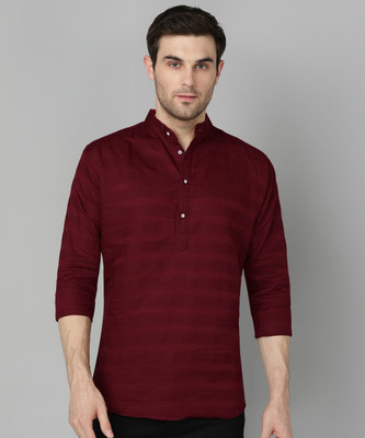 FUBAR Men Printed Straight Kurta(Maroon)