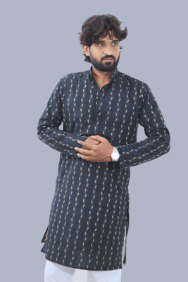 LADSLOOM Men Solid A-line Kurta(Black)