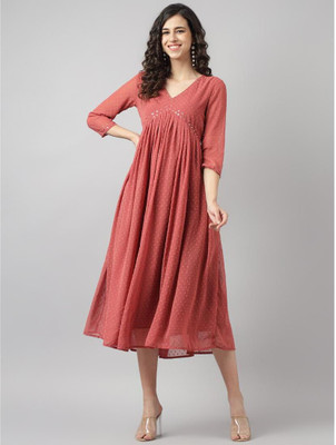 Neemiya Women Solid Flared Kurta(Multicolor)