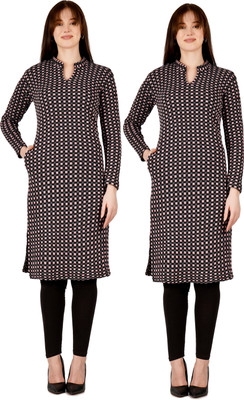 Blushh Collection Women Block Print Straight Kurta(Multicolor)