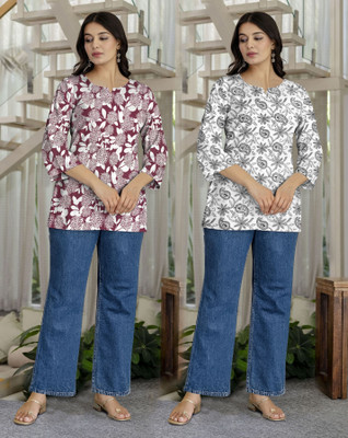 HF collections Women Printed A-line Kurta(Multicolor)