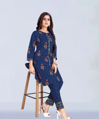 NYALKARAN CREATION Women Embroidered Flared Kurta(Blue, Yellow, Red)