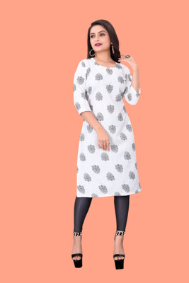 Tulsii Fab Women Printed Anarkali Kurta(White)