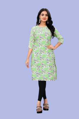 Tulsii Fab Women Printed Anarkali Kurta(Light Green)