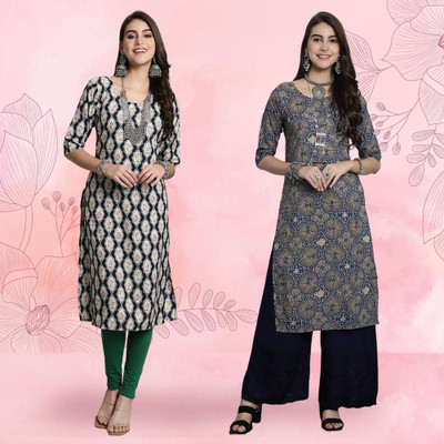 EthnicBasket Women Printed Straight Kurta(Multicolor)