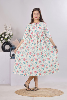 Tanishi creation Women Printed Gown Kurta(Multicolor)
